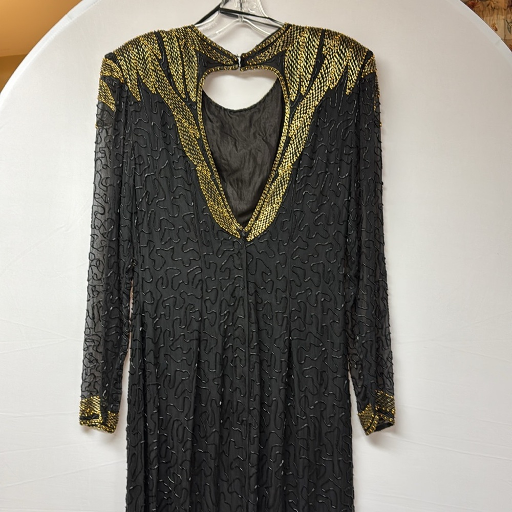 NagPal Inc Dress Beaded Vintage Black and Gold Size Medium - Picture 2 of 7